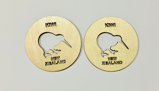 Kiwi Wooden Coasters Set of 2